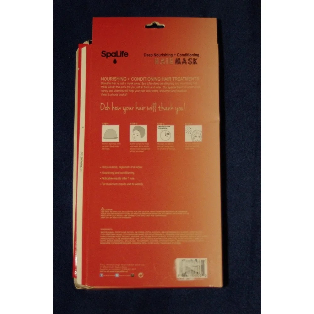 SpaLife Deep Nourishing + Conditioning Hair Mask, 2‎ Ready-to-Use Treatments New